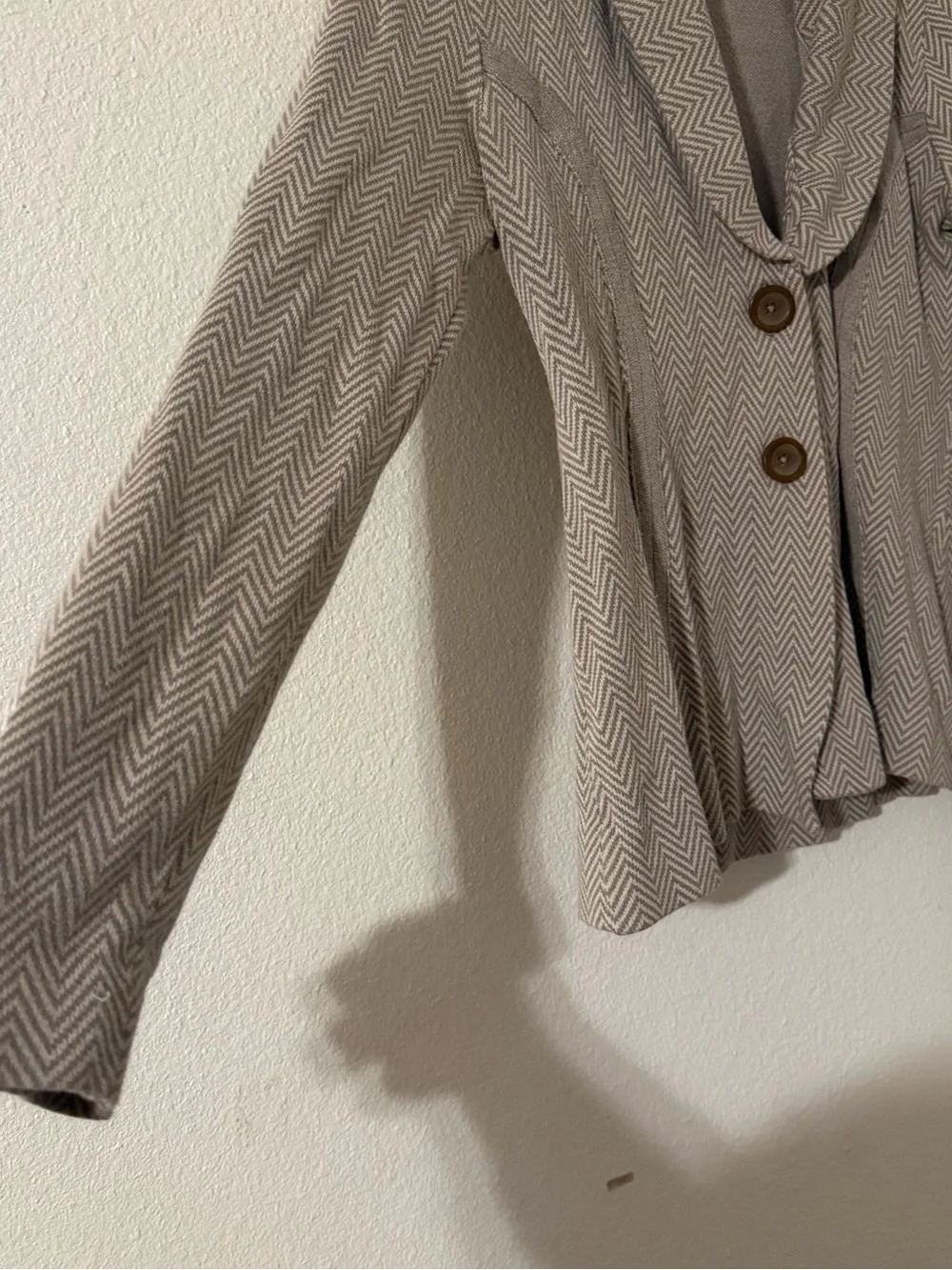 Anthropologie Rosie Neira Herringbone Knit Blazer 88% Cotton Size Large